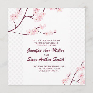 Cherry Blossom Wedding Invitations Kaart