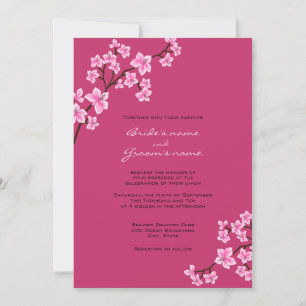 Cherry Blossom Wedding Invitations Kaart
