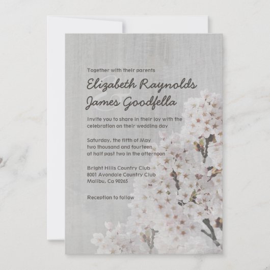  Cherry Blossom Wedding Invitations Kaart (Voorkant)