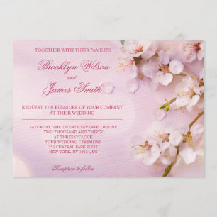 Cherry Blossom Wedding Invitations Pink Floral Kaart