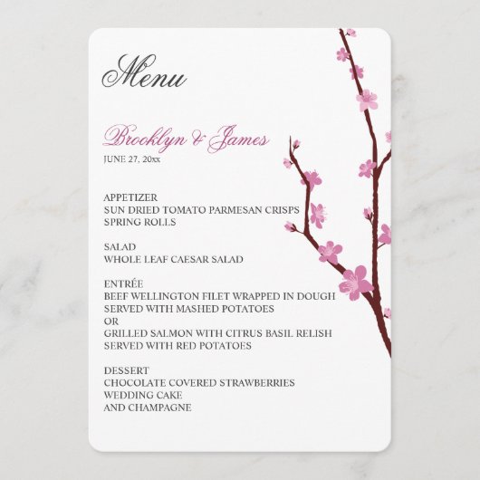 Cherry Blossom Wedding Menu (Voorkant)
