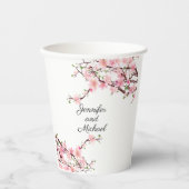 Cherry Blossom Wedding Reception Personalize Name Papieren Bekers (Voorkant)