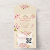 Cherry Blossom Wedding & RSVP All In One Uitnodiging (Binnen)