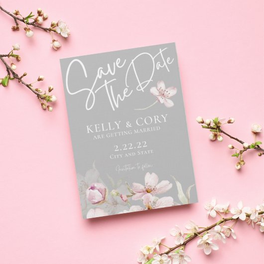 Cherry Blossom Wedding Save the Date Kaarten