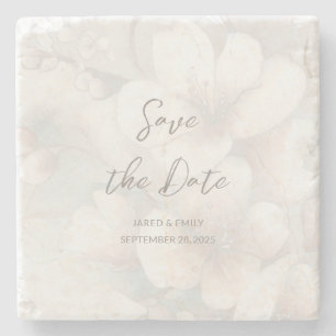 Cherry Blossom Wedding Save the Date Stenen Onderzetter
