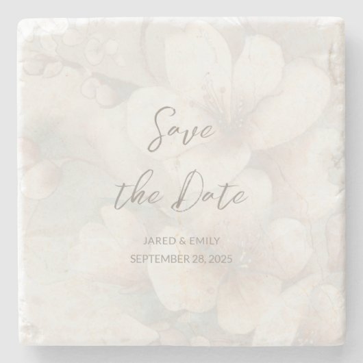 Cherry Blossom Wedding Save the Date Stenen Onderzetter (Voorkant)