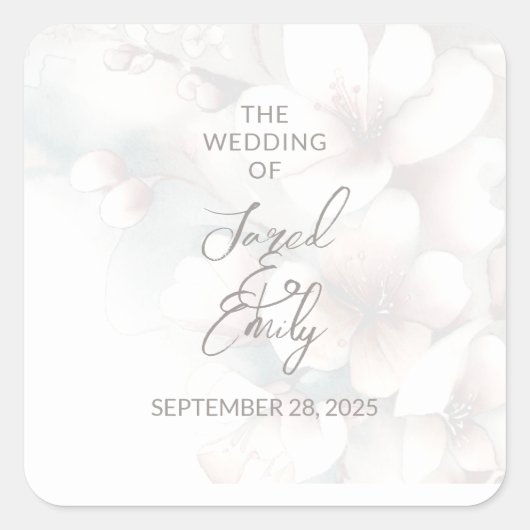 Cherry Blossom Wedding Vierkante Sticker (Voorkant)