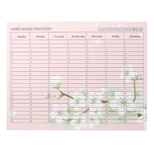 Cherry Blossom Weekly Appointment Schedule Notitieblok (Voorkant)