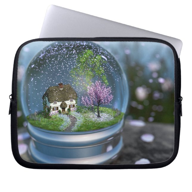 Cherry Blossom Wereldbol-laptophoes Laptop Sleeve (Voorkant)