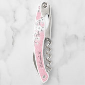 Cherry Blossom White Pink Glitter Monogram Kurkentrekker (Achterkant)