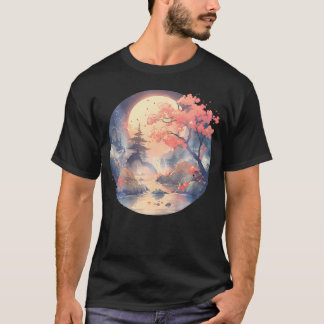 Cherry Blossom Woodblock Japanse kunst T-shirt