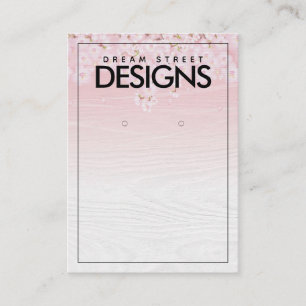 Cherry Blossom Wooden Earring Display Kaart Visitekaartje