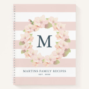 Cherry Blossom Wreath Monogram Family Recipe Notitieboek