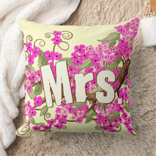 Cherry Blossom Yellow Pink Coussin de Mme Bride