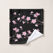Cherry Blossom - zwart Bad Handdoek (Wasdoekje)
