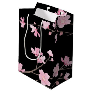 Cherry Blossom - zwart Medium Cadeauzakje