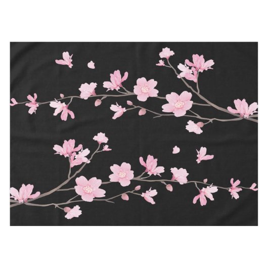 Cherry Blossom - zwart Tafelkleed (Voorkant (Horizontaal))