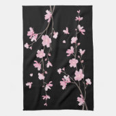 Cherry Blossom - zwart Theedoek (Verticaal)