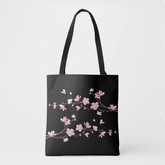 Cherry Blossom - zwart Tote Bag (Voorkant)