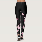 Cherry Blossom | Zwarte roze Floral Leggings (Achterkant)