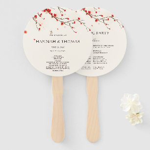 Cherry Blossoms Bloemen Bruiloft Programma Hand Fa Handwaaier