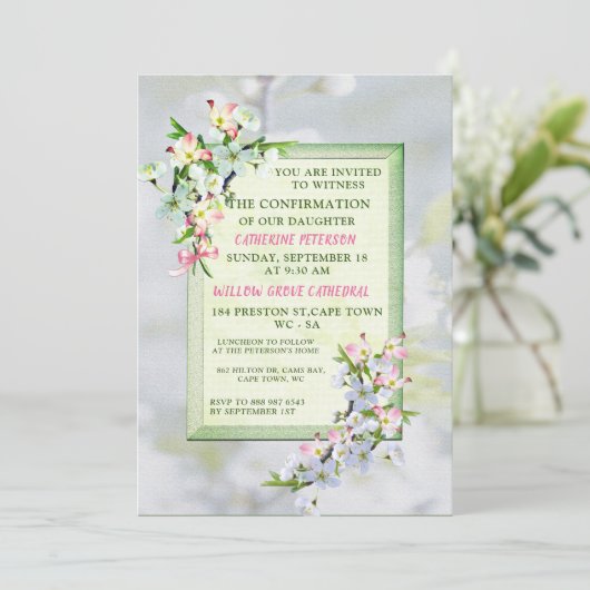 Cherry Blossoms Confirmation Invitation (Debout devant)