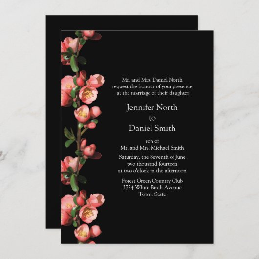Cherry Blossoms Custom Wedding Invitations (Devant / Derrière)