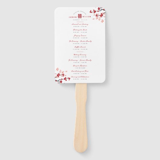 Cherry Blossoms Dubbele Xi Chinees Trouwprogramma Handwaaier (Voorkant)