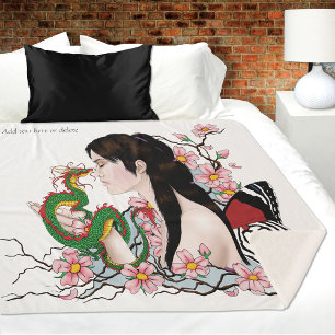 Cherry Blossoms Fairy Dragon Vriendschap Sherpa Deken