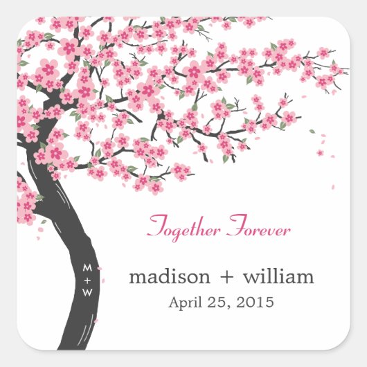 Cherry Blossoms Favor Sticker (Voorkant)