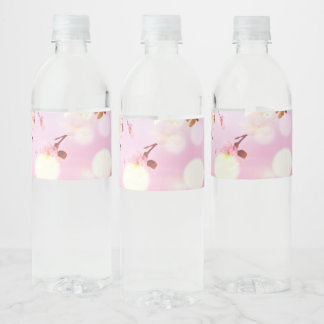 Cherry Blossoms Floral Background Flower Waterfles Etiket