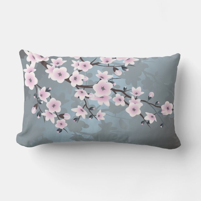 Cherry Blossoms Floral Dusty Pink Blue Kussen (Voorkant)