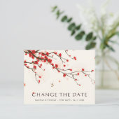 Cherry Blossoms Floral Wedding Wijzig de datum Briefkaart (Staand voorkant)