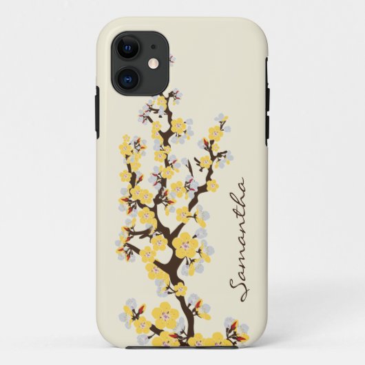 Cherry Blossoms iPhone 5 Coque-Mate Coque (jaune) (Dos)