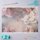 Cherry Blossoms Lady in wit Portret Kunst Tissuepapier (Craft)