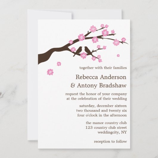 Cherry Blossoms Mariage Invitations (Devant)
