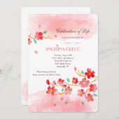 Cherry Blossoms Memorial Service Invitation (Devant / Derrière)