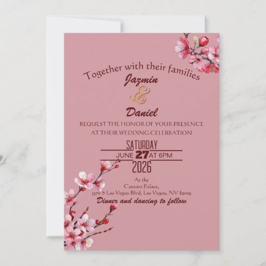Cherry Blossoms Pastel Pink  Invitation (Devant)
