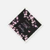 Cherry Blossoms Pink Black Custom Birthday Servet (Hoek)