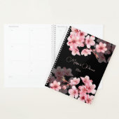 Cherry Blossoms Pink Black Custom Planner (Display)