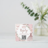 Cherry Blossoms Roos Gold Quinceañera QR-code Informatiekaartje (Staand voorkant)