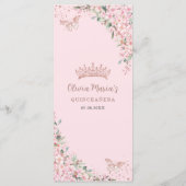 Cherry Blossoms Roos Gouden Vlinders Slim Menu (Achterkant)