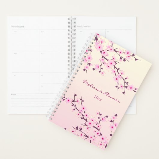 Cherry Blossoms Rose Ajouter Nom Et Année. (Devant avec enveloppe)