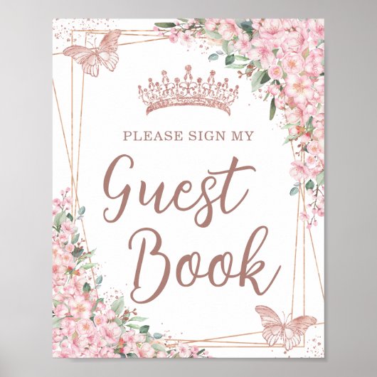Cherry Blossoms Rose Gold Quinceañera Livre d'or (Devant)