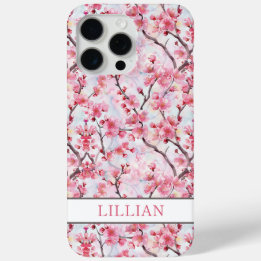 Cherry Blossoms Sakura Monogrammed iPhone 15 Pro Max Hoesje