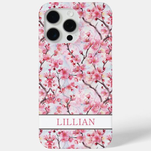 Cherry Blossoms Sakura Monogrammed Case-Mate iPhone Case (Achterkant)