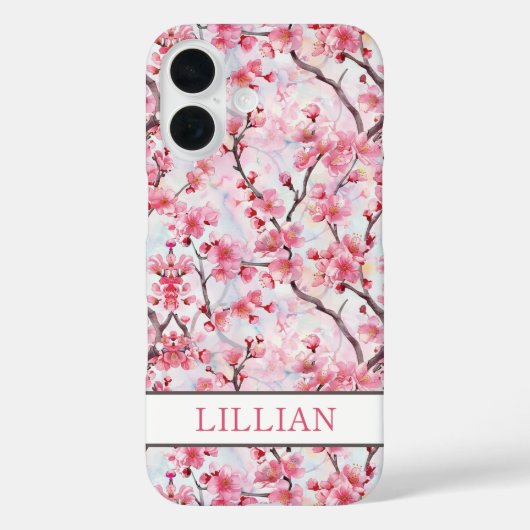 Cherry Blossoms Sakura Monogrammed Case-Mate iPhone Case (Achterkant)
