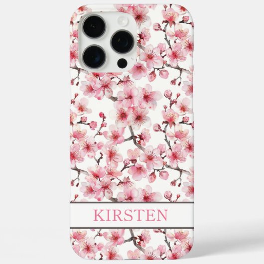 Cherry Blossoms Sakura Pattern Monogrammed Case-Mate iPhone Case (Achterkant)
