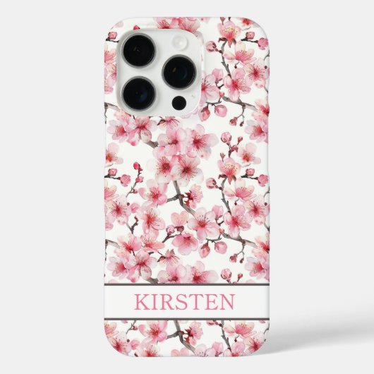 Cherry Blossoms Sakura Pattern Monogrammed Case-Mate iPhone Case (Achterkant)