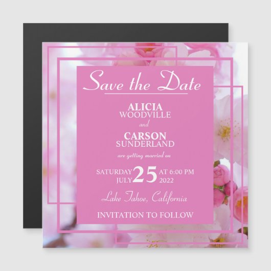 Cherry Blossom's Save the Date Invitation magnétiq (Devant / Derrière)